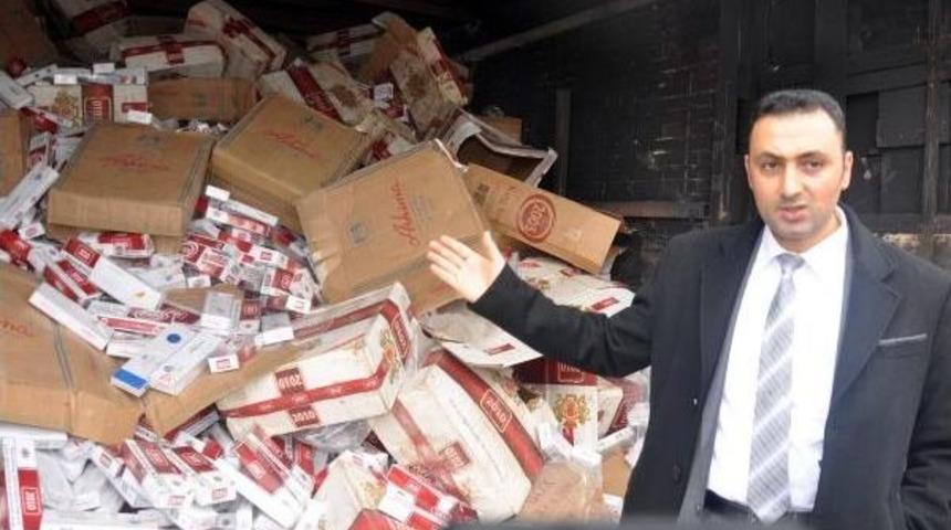 Kırıkkale'de 400 bin paket ka&ccedil;ak sigara imha edildi