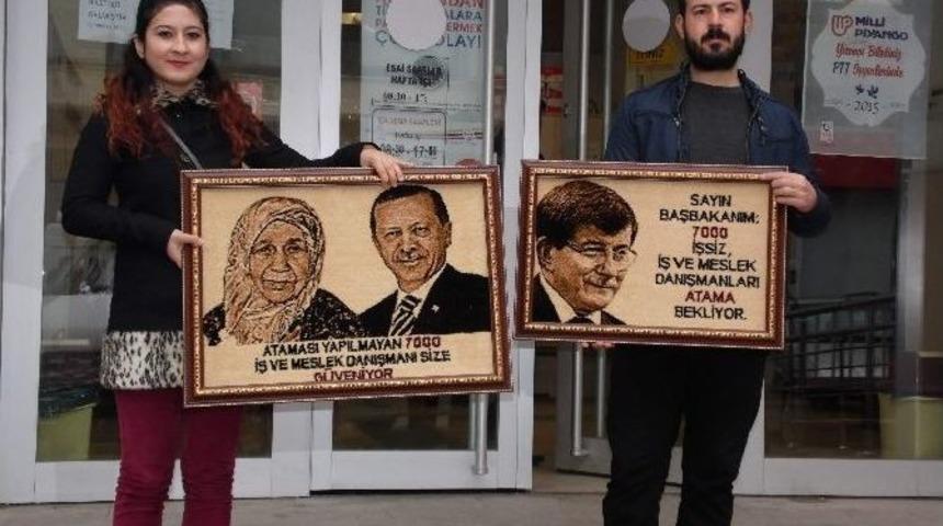 İşsizler, Cumhurbaşkanı Ve Başbakan&rsquo;a Halı Yolladılar
