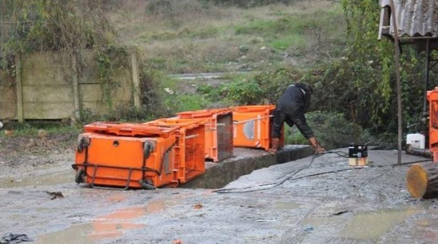 Ak&ccedil;akoca&rsquo;da &Ccedil;&ouml;p Konteynırları Dezenfekte Ediliyor
