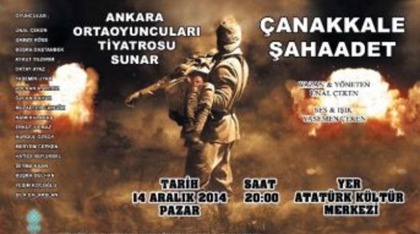 &Ccedil;anakkale Şehadet Oyunu, Atat&uuml;rk K&uuml;lt&uuml;r Merkezi&rsquo;nde Sahnelenecek