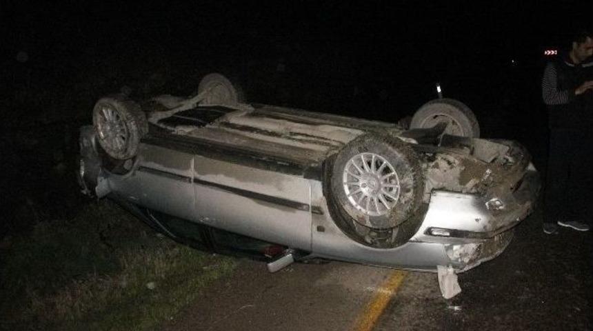 Yoldan &Ccedil;ıkan Otomobil Takla Attı: 1 Yaralı