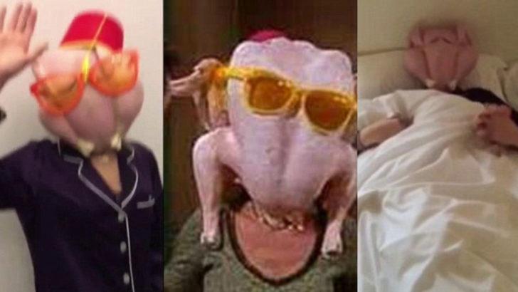 &Uuml;nl&uuml; manken kafasına hindi ge&ccedil;irdi