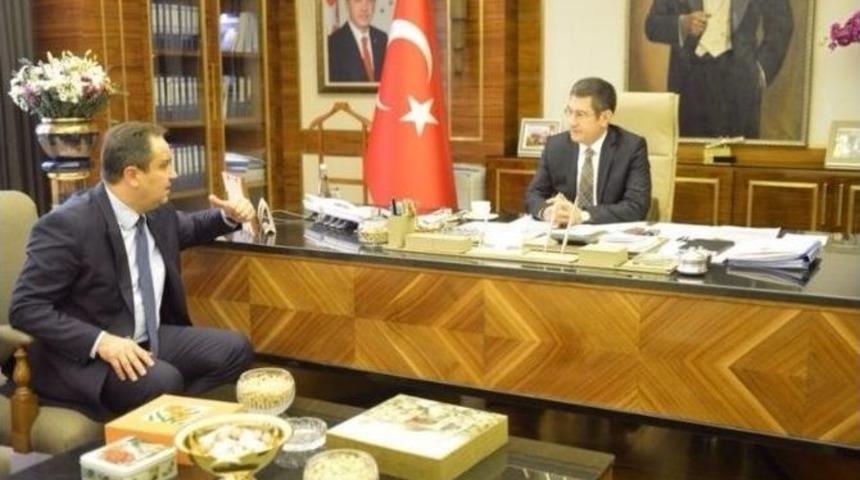 Giresun Belediye Başkanı Kerim Aksu, G&uuml;mr&uuml;k Ve Ticaret Bakanı Nurettin Canikli İle G&ouml;r&uuml;şt&uuml;