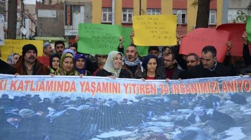 Siverek&rsquo;te Uludere Olayı Yıld&ouml;n&uuml;m&uuml;nde Protesto Edildi