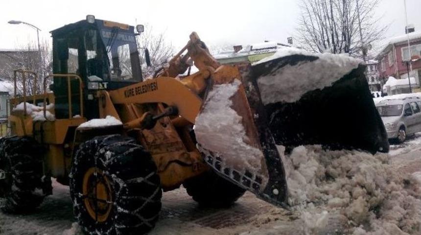K&uuml;re Kar Temizleme &Ccedil;alışmaları Devam Ediyor