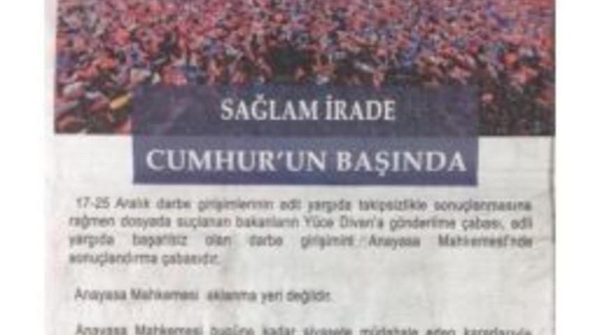 Chp'li Oran 'sağlam İrade' İlanı İ&ccedil;in Cemil &Ccedil;i&ccedil;ek'e Başvurdu