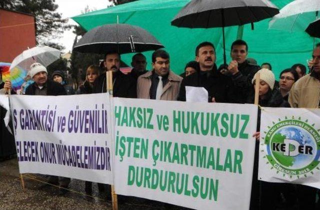 İşten &Ccedil;ıkarılan Taşeron İş&ccedil;ilerden Protesto Eylemi 1
