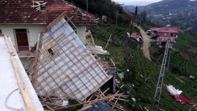 Rize’De Fırtına Çatıları Uçurdu, Ağaçları Devirdi