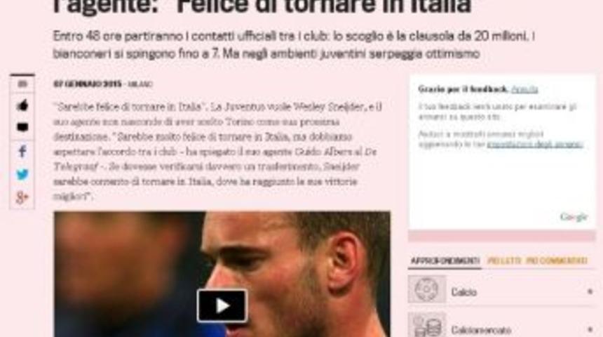 Albers: &ldquo;sneıjder İtalya&rsquo;ya D&ouml;nmekten Mutlu Olacak&rdquo;