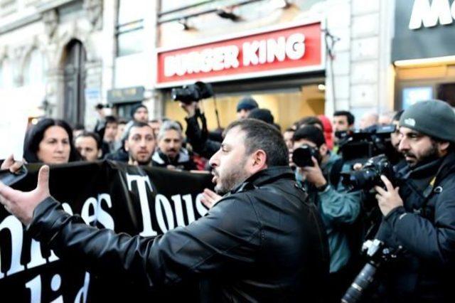 Fransa'daki Terör Saldırısını Protesto Yürüyüşünde Gerginlik (1)