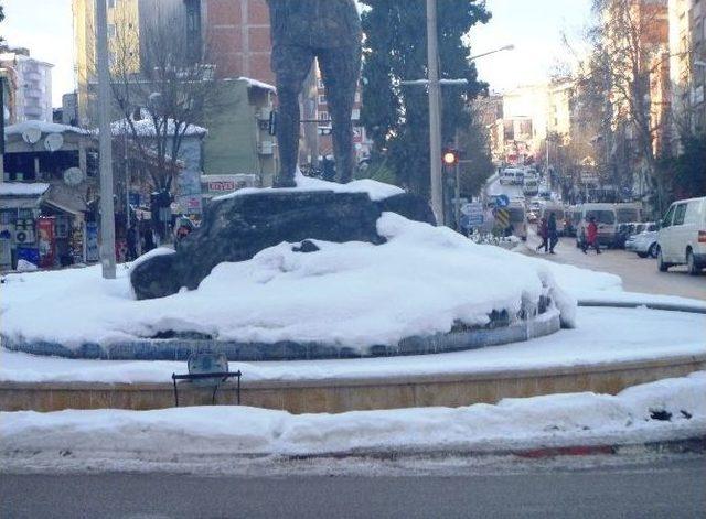 Soğuklar Bilecik’de Süs Havuzlarını Dondurdu 1