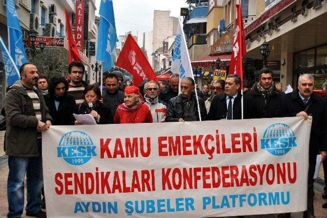 Aydın&rsquo;da Memurlardan Bordro Yakma Eylemi 1