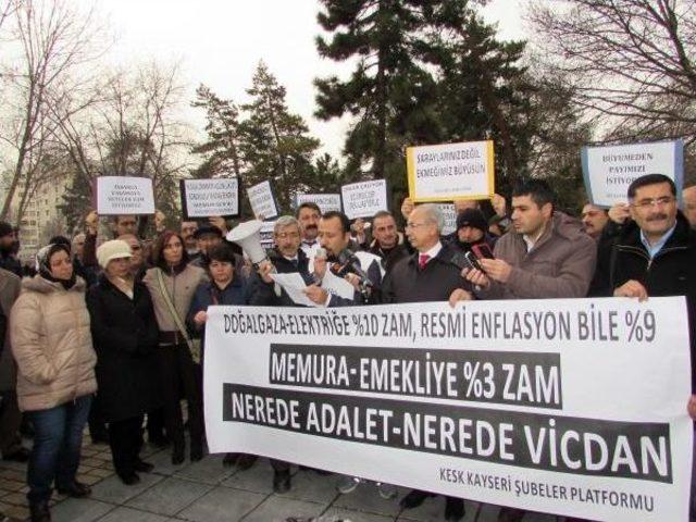 Kayseri’De Kesk Ve Türk Kamu-Sen Bordro Yaktı