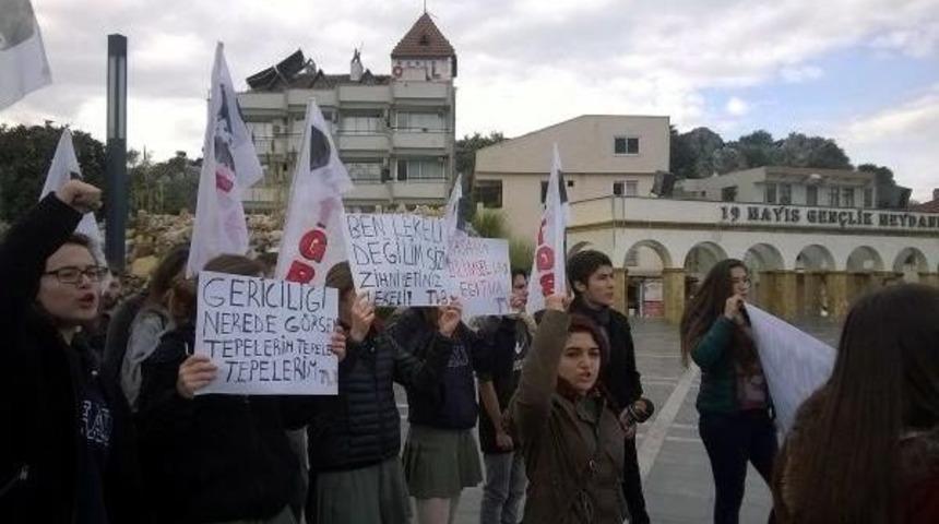 Marmaris'te &Ouml;ğrencilerden 'eteğime Dokunma' Eylemi