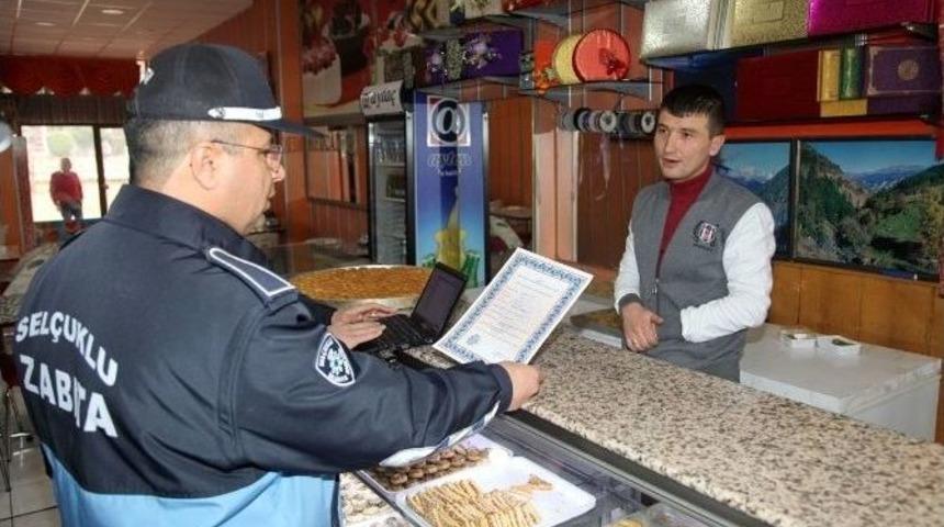 Sel&ccedil;uklu&rsquo;da Hafta Tatili Ruhsat Denetimleri Devam Ediyor