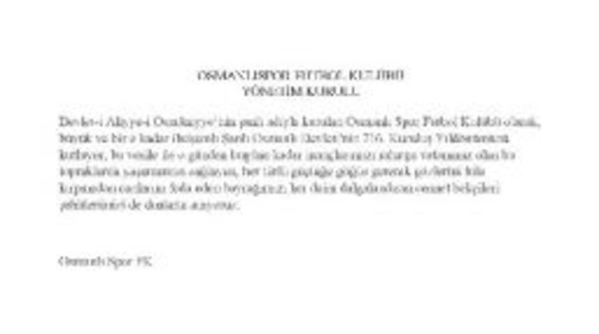 Osmanlıspor&rsquo;dan &rsquo;devlet-i Aliyye-i Osmaniyye&rsquo; Mesajı