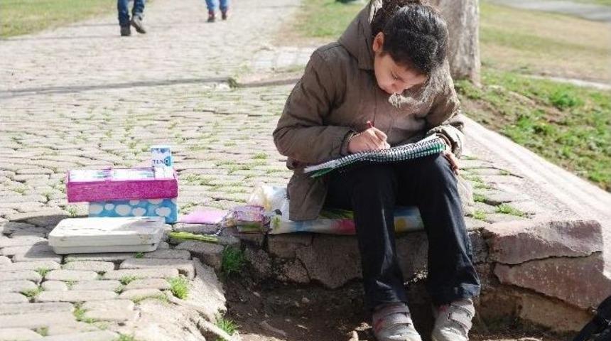 (&ouml;zel Haber) Parkta Ders &Ccedil;alışıyor