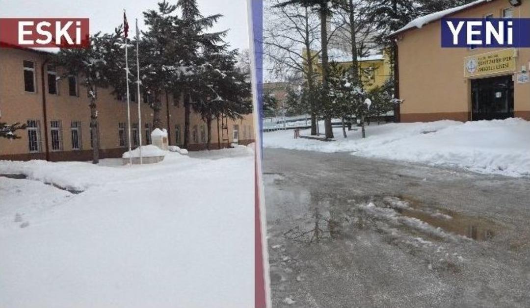 Okul Bah&ccedil;eleri Kardan Temizlendi