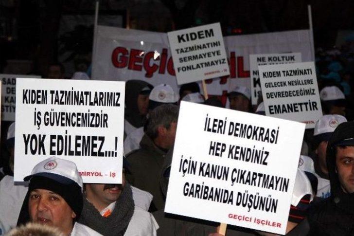 İşçiler Kıdem Tazminatı İçin Yürüdü G5