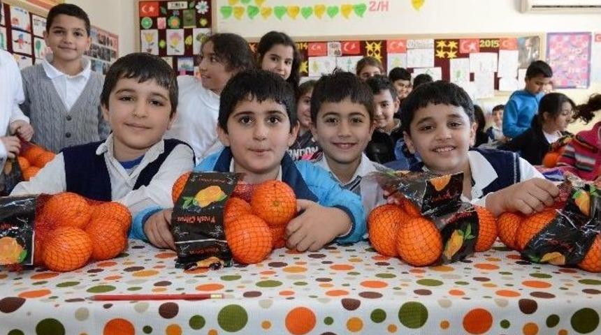 Mersin&rsquo;de 50 Bin &Ouml;ğrenciye 100 Ton Portakal