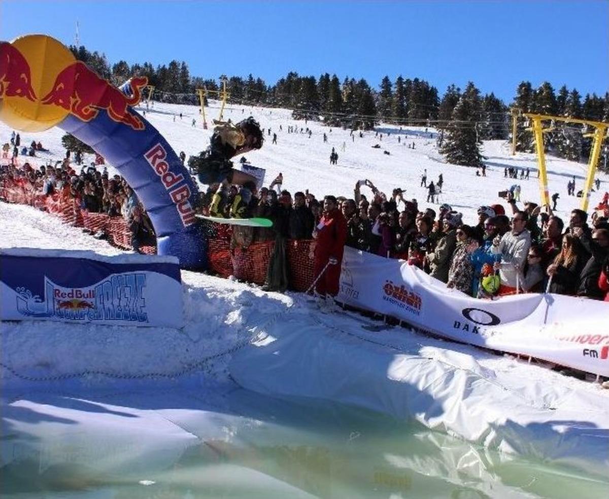 Uludağ&rsquo;da Buz Gibi Havuza Atladılar