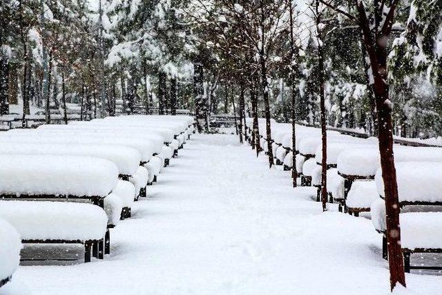 Dülük Tabiat Parkı Karda Da Ziyaretçilerini Ağırlıyor