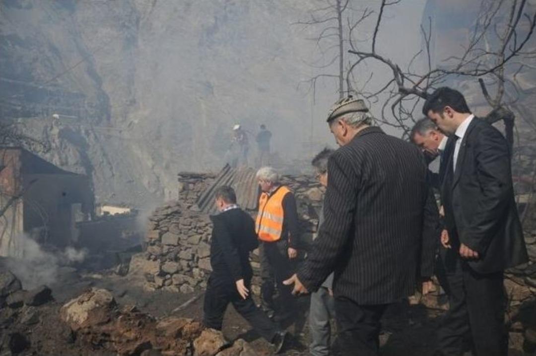 Yusufeli İl&ccedil;esindeki Yangın