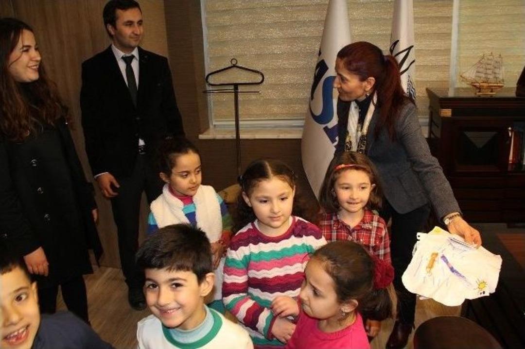 Anaokulu &Ouml;ğrencilerinden Eş Başkan &Ccedil;oban&rsquo;a Ziyaret