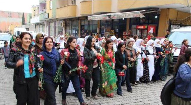 Silopi'de Kadınlar Karanfil Dağıttı