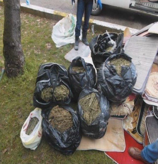 Uşak Polisinin Diriliş M&uuml;zikli Operasyonunda Battaniye Ve Kilimler Arasında 55 Kilo Esrar Ele Ge&ccedil;irildi 1