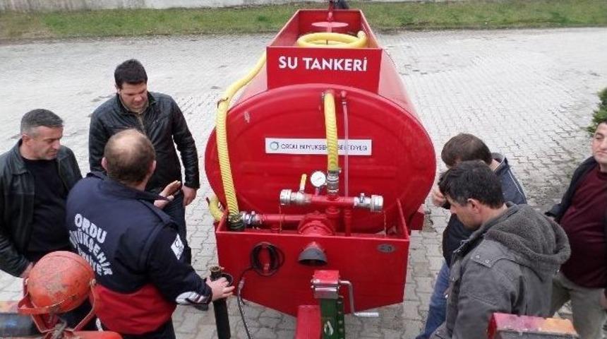 Ordu’da Mahallelere Portatif İtfaiye Aracı