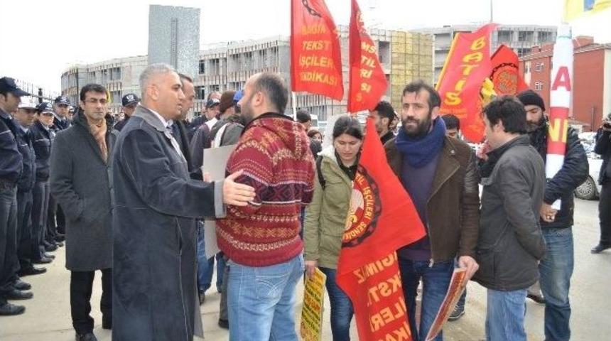 Polis İle Sendika &Uuml;yeleri Arasında Arbede