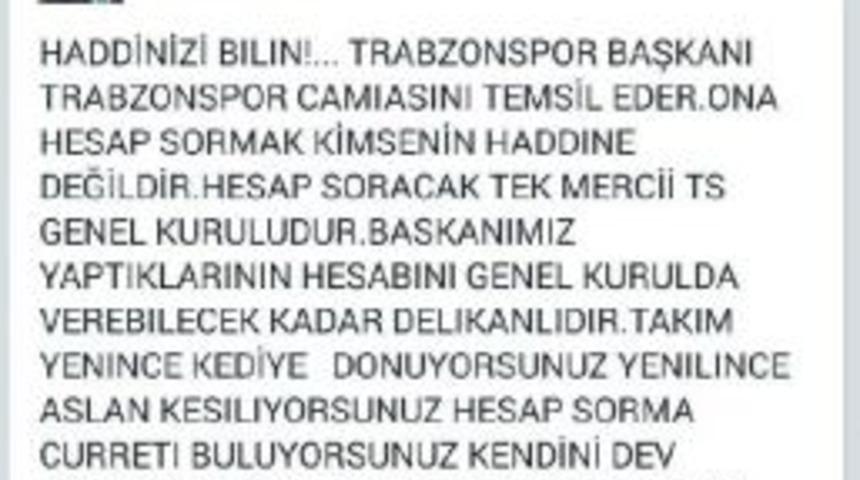 Trabzonspor Y&ouml;neticisinden Eleştirilere Sert &Ccedil;ıkış