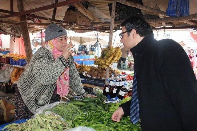 Ak Aday Adayı Şakır, Bucak’ta Pazar Esnafını Ziyaret Etti