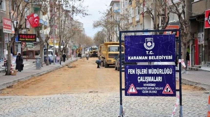 Karaman Belediyesi 2.istasyon Caddesi’ni Yeniliyor