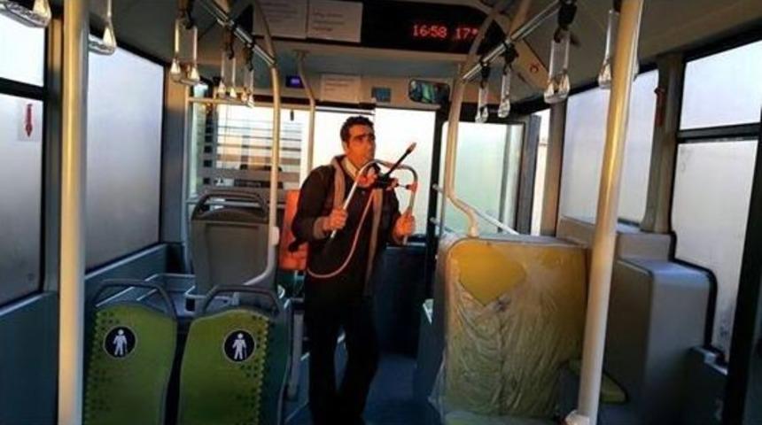 Toplu Taşıma Ara&ccedil;ları Dezenfekte Ediliyor