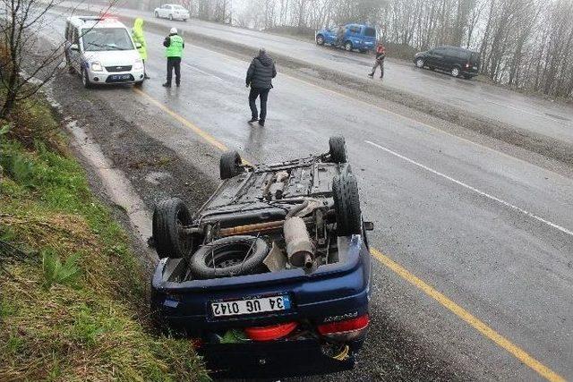 Zonguldak-ereğli Yolunda Otomobil Takla Attı