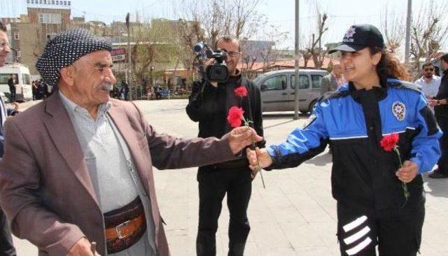 Şırnak'ta Polis Vatandaşlara Karanfil Dağıttı