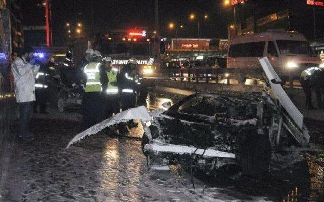L&uuml;ks Otomobil Alev Topuna D&ouml;nd&uuml;: 1 &Ouml;l&uuml;, 1 Yaralı 1