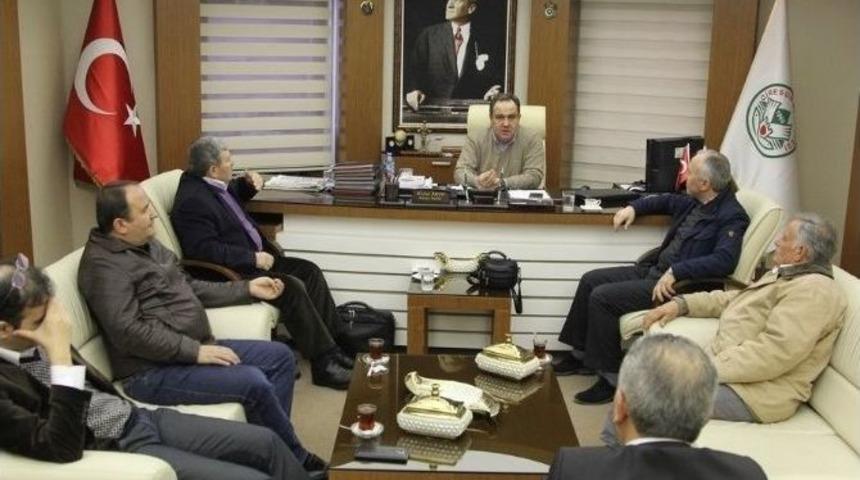 Giresun Organize Sanayi M&uuml;d&uuml;r&uuml; &Ouml;ven&ccedil; Ve Y&ouml;netim Kurulu &Uuml;yelerinden Başkan Aksu&rsquo;ya Ziyaret