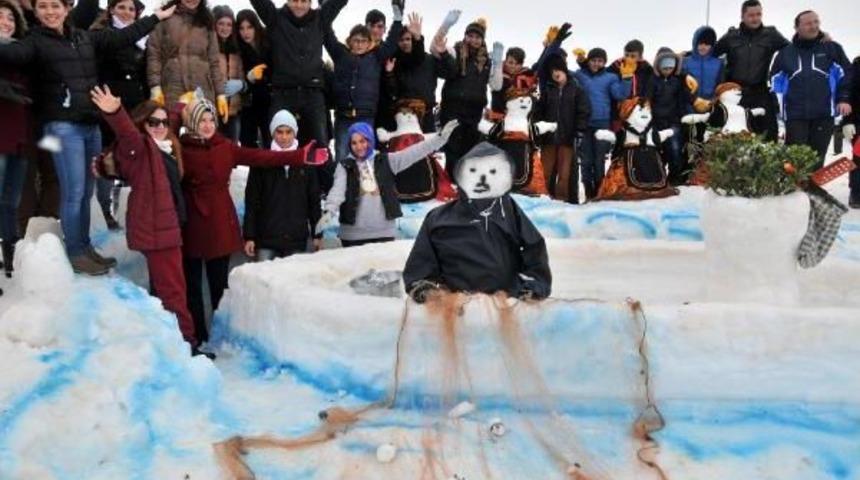 450 &Ccedil;ocukla D&uuml;nya Kardan Adam Yapma Rekorunu Kırdılar