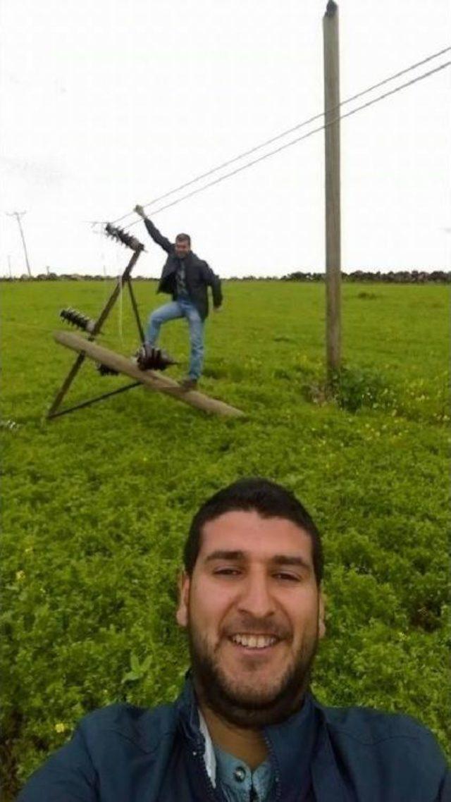 Devrilen Elektrik Direği Üzerinde Tehlikeli Selfie