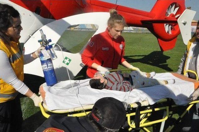 Bozüyük’te Küçük Bartu, Helikopter Hava Ambulans İle Bolu’ya Sevk Edildi