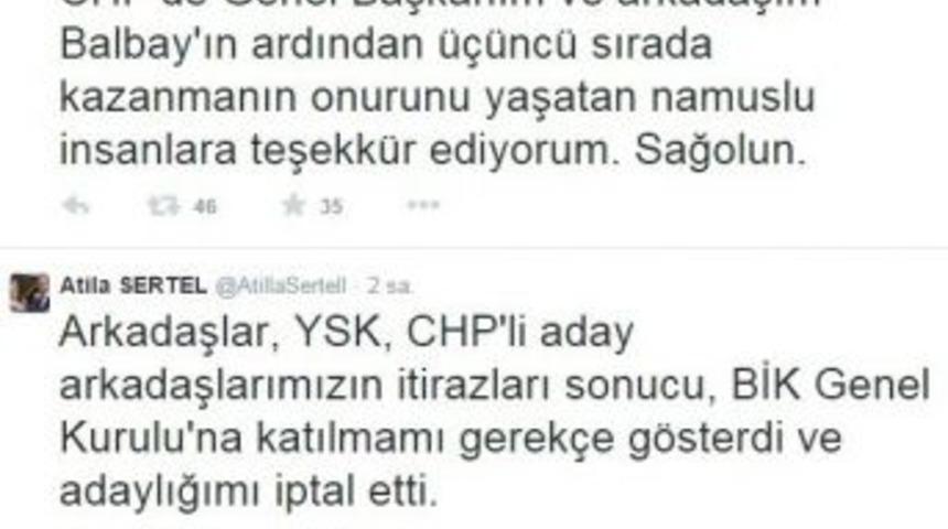 Atilla Sertel&rsquo;in Adaylığı İptal Edildi