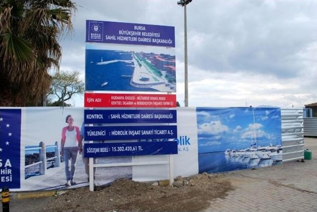 Mudanya&rsquo;da Sahil D&uuml;zenleme &Ccedil;alışmaları T&uuml;m Hızıyla Devam Ediyor