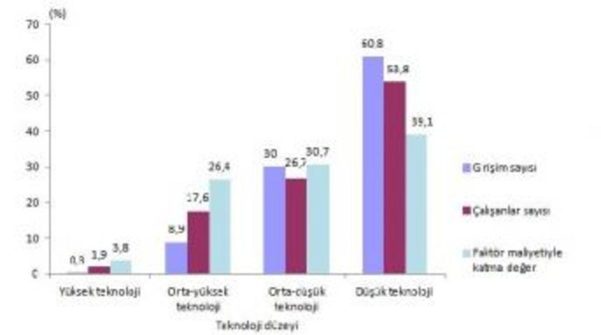İmalat Sanayindeki Girişimlerin Y&uuml;zde 60.8&rsquo;I D&uuml;ş&uuml;k Teknolojide