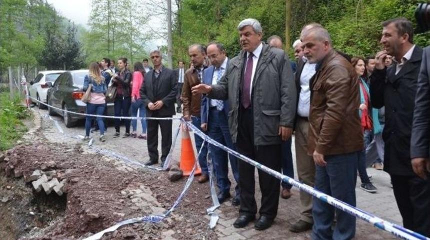 Başkanlar, Heyelan B&ouml;lgesinde İncelemede Bulundu
