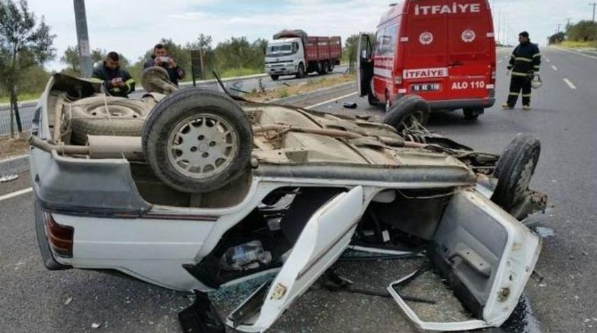 Tekerleği Kopan Otomobil Taklalar Attı: 1 Yaralı