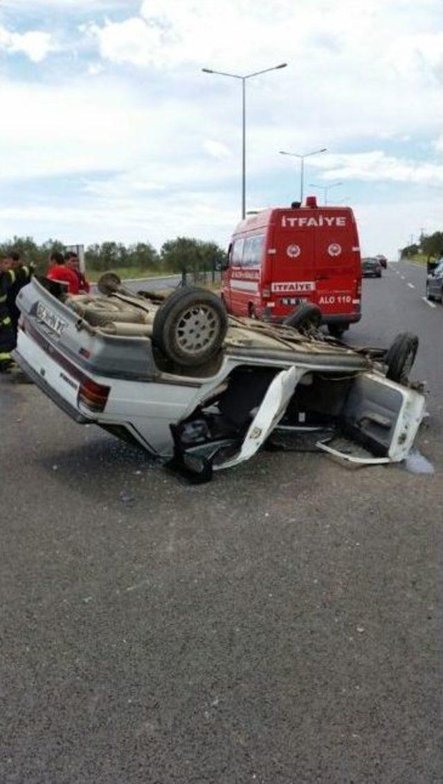 Tekerleği Kopan Otomobil Taklalar Attı: 1 Yaralı
