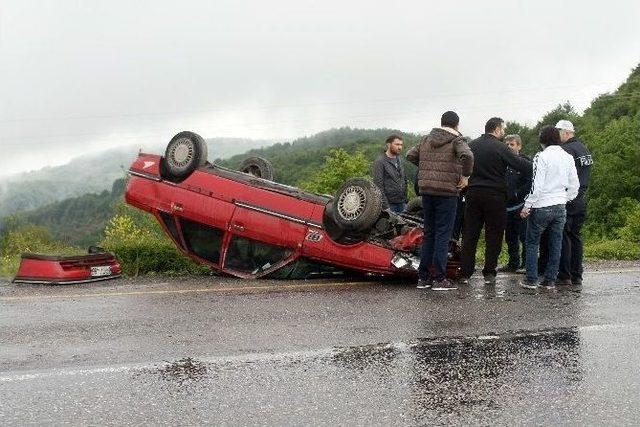 Takla Atan Otomobilden Burnu Bile Kanamadan Çıktı